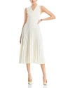Hugo Boss Farara Pleated Dress In Soft Cream