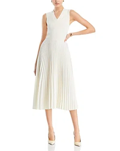 Hugo Boss Farara Pleated Dress In Soft Cream