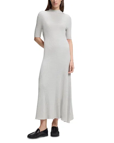 Hugo Boss Boss Farie Rib Wool Maxi Sweater Dress In White