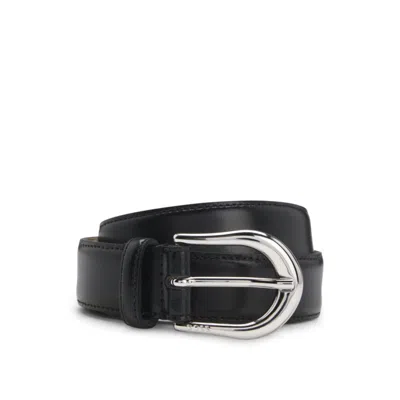 Hugo Boss Fashion Show Belt In Italian Leather With Rounded Buckle