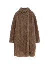 Hugo Boss Faux Fur Coat In Brown