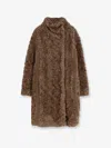 Hugo Boss Faux Fur Coat In Brown