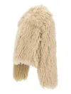 Hugo Boss Faux-fur Collarless Jacket In Nude