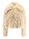 Hugo Boss Cropped Faux Fur Jacket Featuring Collar In Neutral