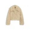 Hugo Boss Faux-fur Jacket With Cropped Length In Brown