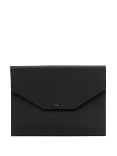Hugo Boss Faux-leather A4 Folder In Black