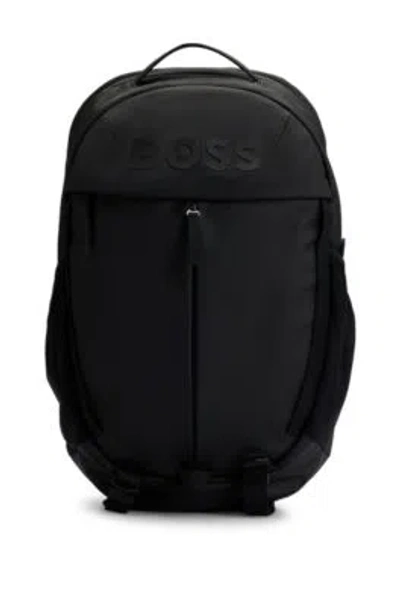 Hugo Boss Faux-leather Backpack With Logo Details In Black