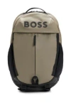 Hugo Boss Faux-leather Backpack With Logo Details In Light Green