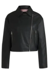 Hugo Boss Faux-leather Biker-style Jacket With Signature Trims In Black