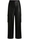 Hugo Boss Loose-fit Cargo Trousers In Faux Leather In Schwarz