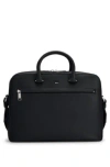 Hugo Boss Faux-leather Document Case With Logo And Signature Stripe In Black