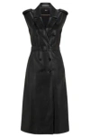 Hugo Boss Faux-leather Dress With Double-breasted Front In Black