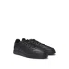 Hugo Boss Faux-leather Lace-up Trainers With Logo Details In Black