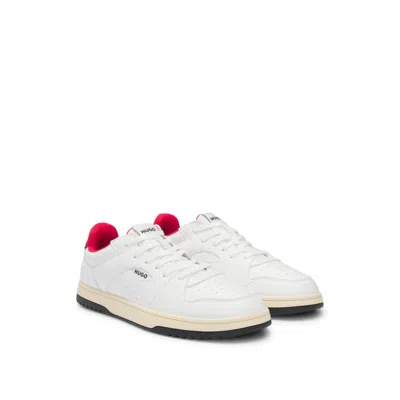 Hugo Boss Faux-leather Lace-up Trainers With Logo Details In White