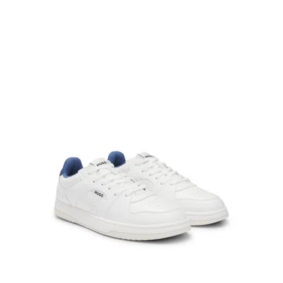 Hugo Boss Faux-leather Lace-up Trainers With Logo Details In White