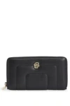 Hugo Boss Faux-leather Quilted Wallet With Double B Monogram In Black