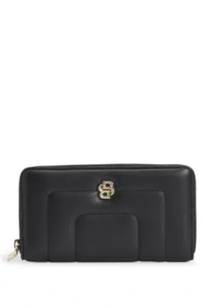 Hugo Boss Faux-leather Quilted Wallet With Double B Monogram In Black