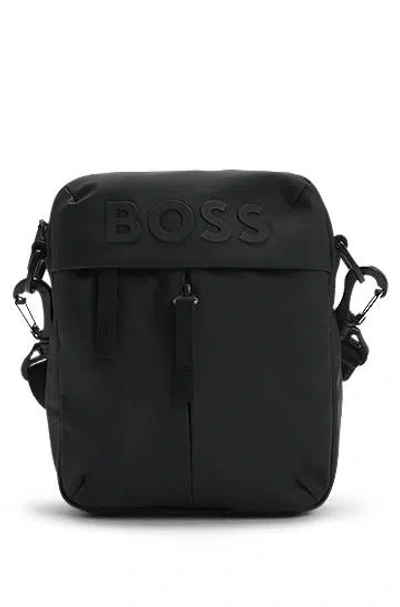 Hugo Boss Faux-leather Reporter Bag With Tonal Logo In Brown