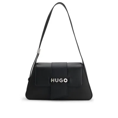 Hugo Boss Faux-leather Shoulder Bag With Logo Hardware In Black