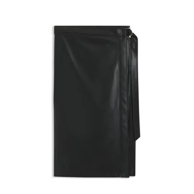 Hugo Boss Faux-leather Skirt With Wrap Front In Black