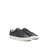 Hugo Boss Faux-leather Trainers With Plain And Grained Textures In Blue