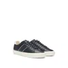 Hugo Boss Faux-leather Trainers With Plain And Grained Textures In Blue