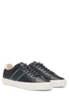 Hugo Boss Faux-leather Trainers With Plain And Grained Textures In Dark Blue
