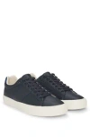 Hugo Boss Faux-leather Trainers With Plain And Grained Textures In Dark Blue