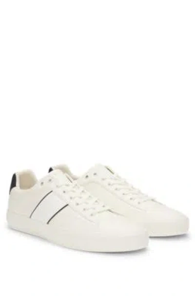 Hugo Boss Faux-leather Trainers With Plain And Grained Textures In White