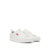 Hugo Boss Faux-leather Trainers With Red Logo Flag In White