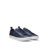 Hugo Boss Faux-leather Trainers With Tonal Monograms In Blue