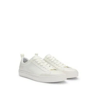 HUGO BOSS FAUX-LEATHER TRAINERS WITH TONAL MONOGRAMS