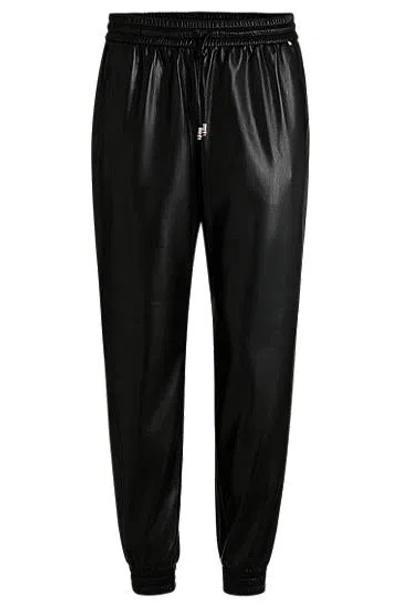 Hugo Boss Black Drawstring Faux-leather Lounge Pants In 1 Black