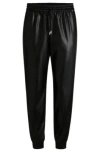 Hugo Boss Faux-leather Trousers With Drawcord Waist In Black