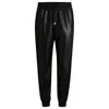 Hugo Boss Faux-leather Trousers With Drawcord Waist In Black