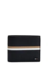 Hugo Boss Faux-leather Wallet With Signature Stripe And Branding In Black