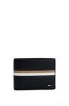 Hugo Boss Faux-leather Wallet With Signature-stripe Details In Black