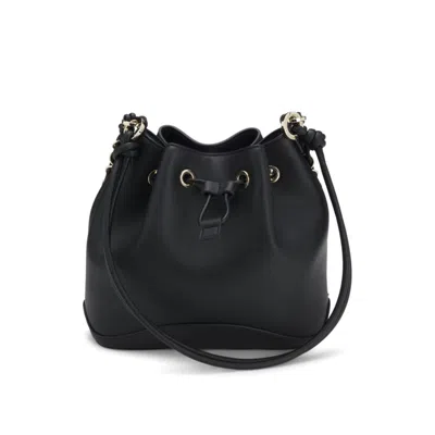 Hugo Boss Faux-leather Bucket Bag With Two Straps In Black
