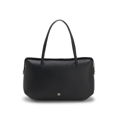 Hugo Boss Faux-leather Tote Bag With Stacked Logo In Black