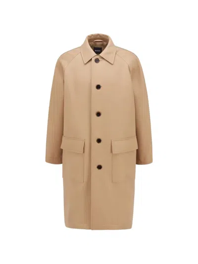 Hugo Boss F-cam-patch Coat In Neutral