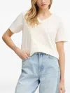 Hugo Boss Feather-embellished V-neck T-shirt In White