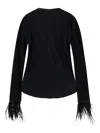 Hugo Boss Efedera Feather Cuff Top In Black