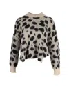 Hugo Boss Fellyna Jacquard Animal Print Sweater In Beige And Black Nylon In Beige