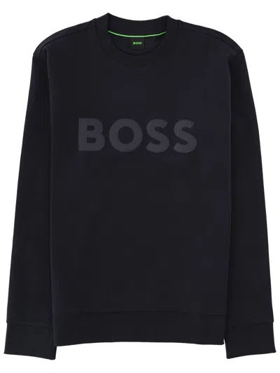 Hugo Boss Logo Sweatshirt Featuring Ribbed Cuffs Hem In Black