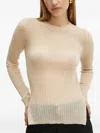 Hugo Boss Fennona Ribbed Sweater In Neutral