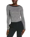 Hugo Boss Wide-neck Sweater In Stretch Jacquard In Gray
