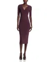 Hugo Boss V-neck Business Dress With Short Sleeves In Nightfall Burgundy