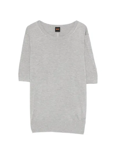 Hugo Boss Fiaffu Round-neck T-shirt In Gray