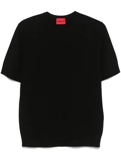 Hugo Boss Fine-knit T-shirt In Black