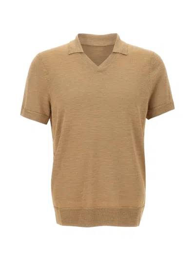 Hugo Boss Fine-knit Silk T-shirt In Brown